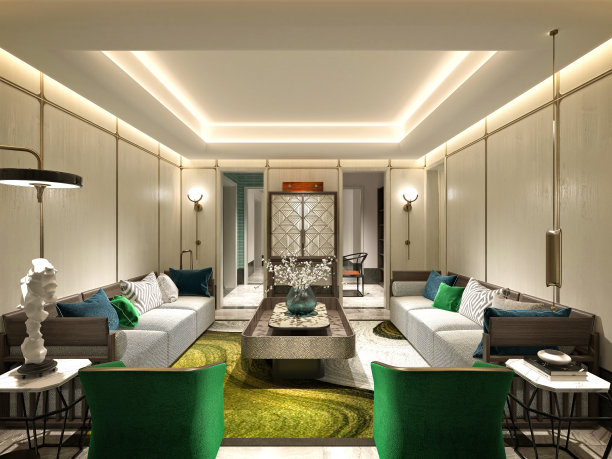 客厅的3D渲染图片下载