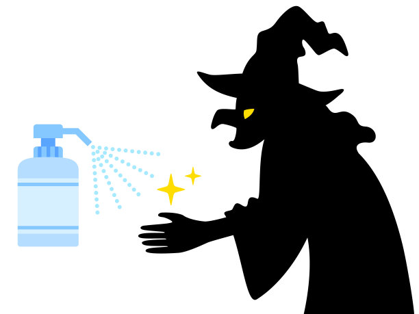一个女巫消毒她的手的插图图片下载