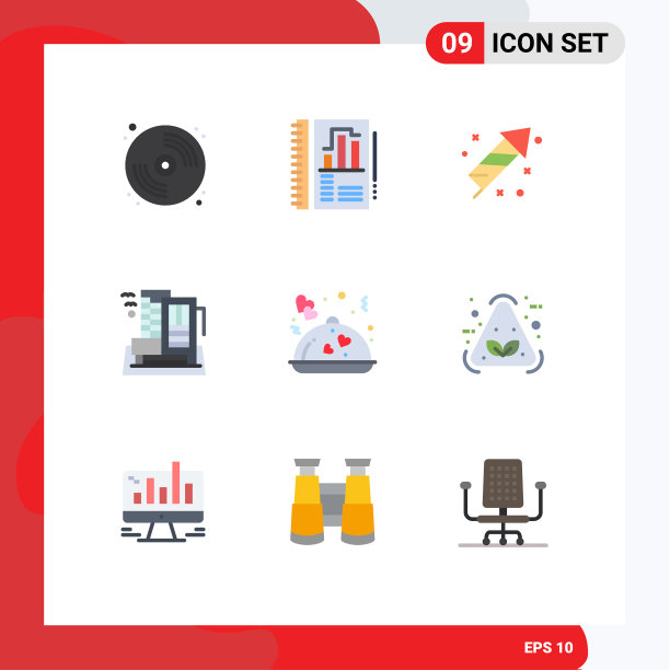 设置9个现代的UI图标符号标志的食物图片下载