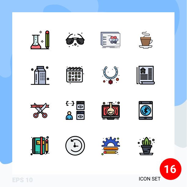 16主题平色填充线条和可编辑图片下载