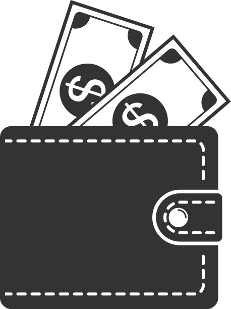 钱包图标钱包和钱从它窥视图片下载