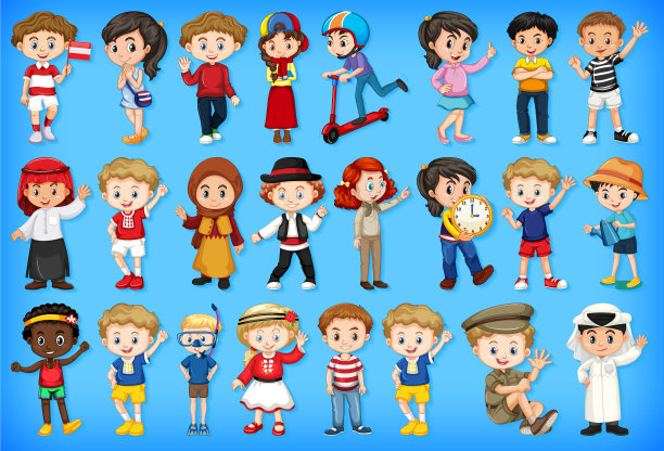 大组儿童做不同的活动图片下载