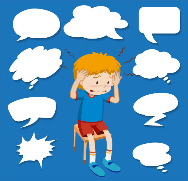 不同形状的语音泡泡与生病的男孩图片下载