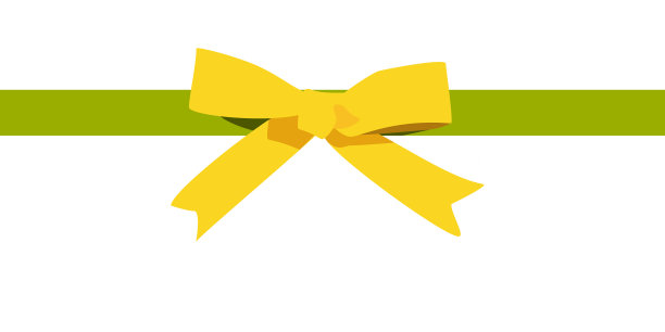 黄色蝴蝶结卡通绿色缎带黄色缎子蝴蝶结图片下载