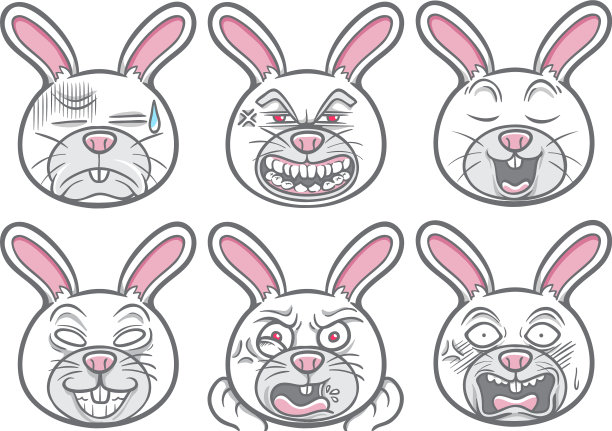 可爱的宠物动物兔子表情集图片下载