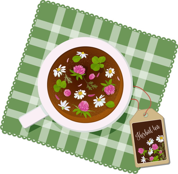 杯中有野花，三叶草和甘菊图片下载