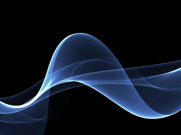 抽象的蓝色波在黑色的背景素材图片