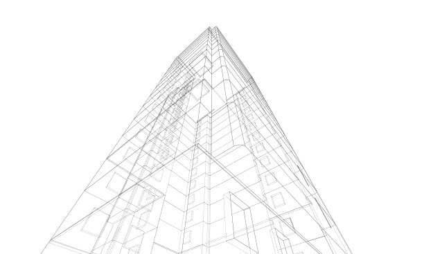 多层建筑的线框模型图片下载