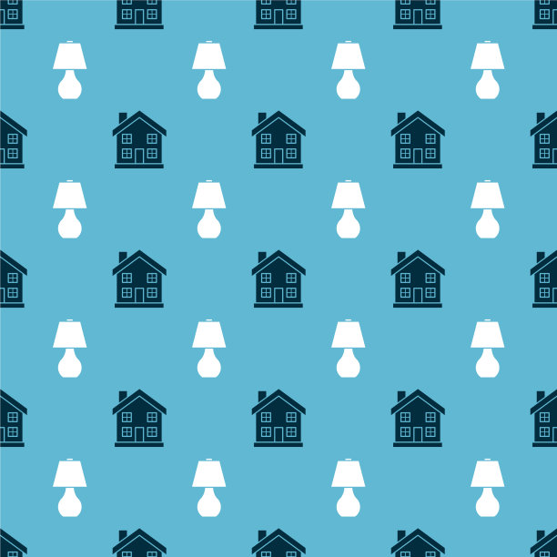 把家居标志和台灯设置在无缝模式上图片下载