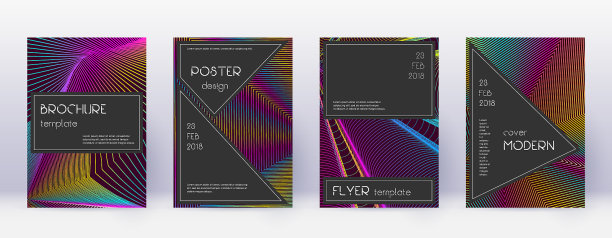 黑色宣传册设计模板集彩虹抽象图片下载