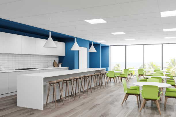 明亮的白色和蓝色酒吧角落图片下载