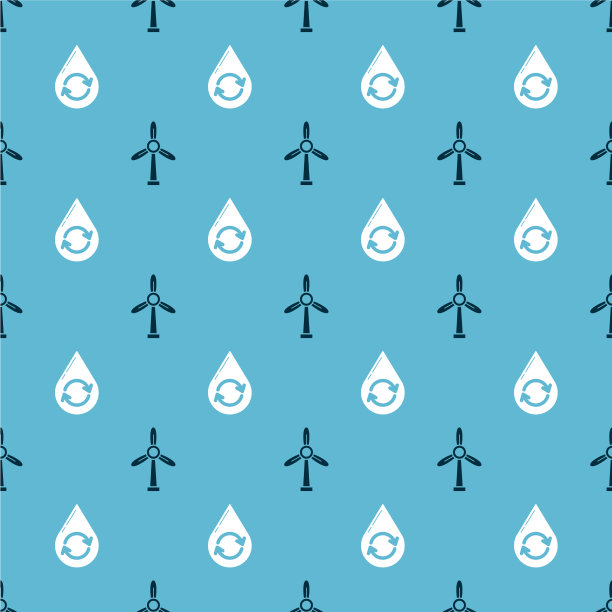 设置风力发电机和循环清洁水图片下载