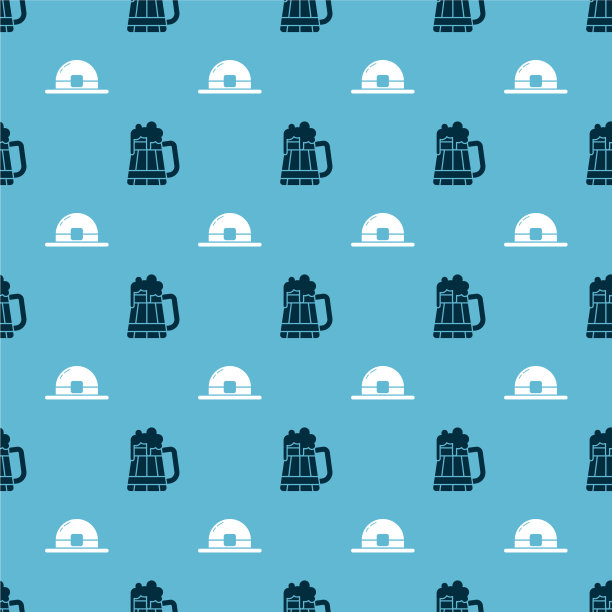 将木制啤酒杯和矮妖帽无缝设置图片下载