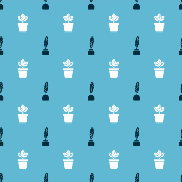 将羽毛、墨水瓶和花朵放在花盆上图片下载