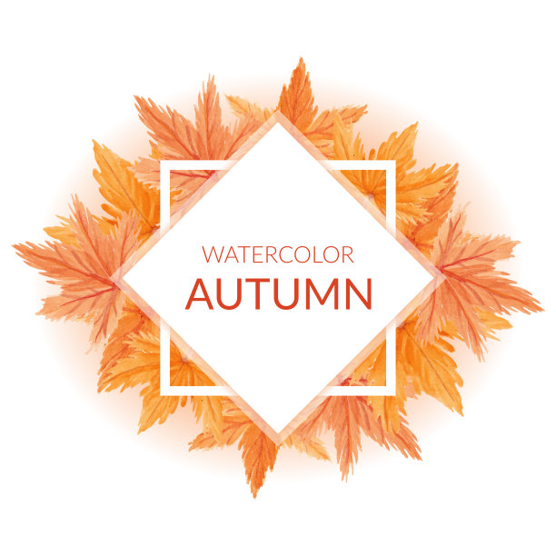 手绘水彩秋边枫叶图片下载