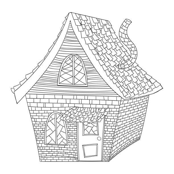 黑色白色背景的哥特式房屋轮廓图片下载