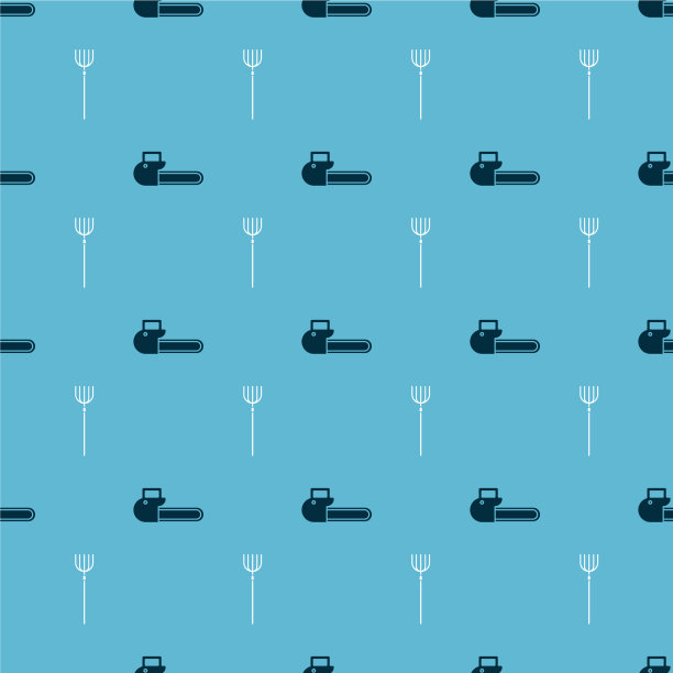 设置链锯和花园干草叉在无缝上图片下载