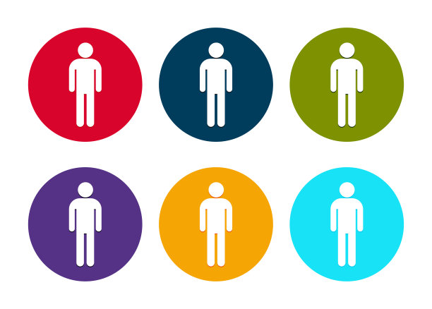 男人图标现代平圆按钮集插图图片下载