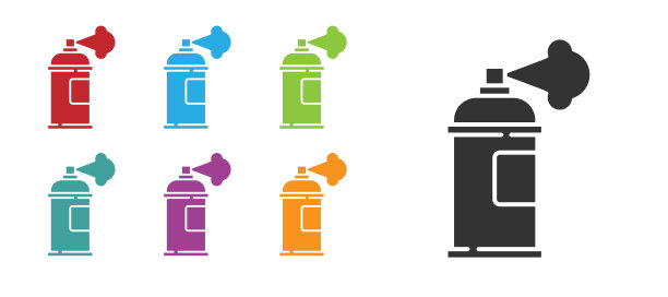 黑色喷漆可以在白色背景上孤立图标。设置图标丰富多彩。向量图片下载