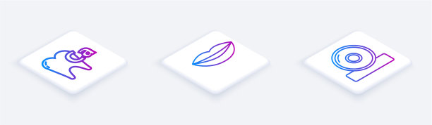 为牙齿微笑的嘴唇设置等距线钙图片下载