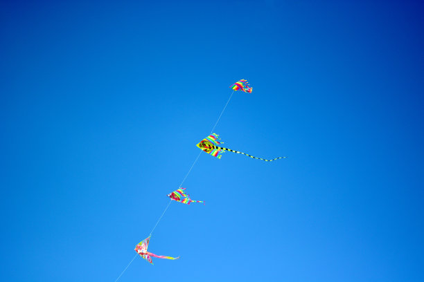 五颜六色的风筝飞得很高图片下载