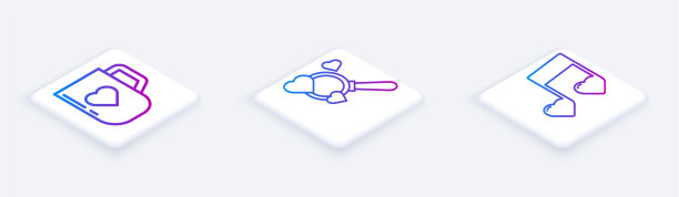 设置咖啡杯等距线和心脏搜索图片下载