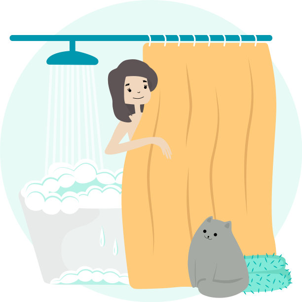 女孩在淋浴，女孩在洗头，头发，身体图片下载