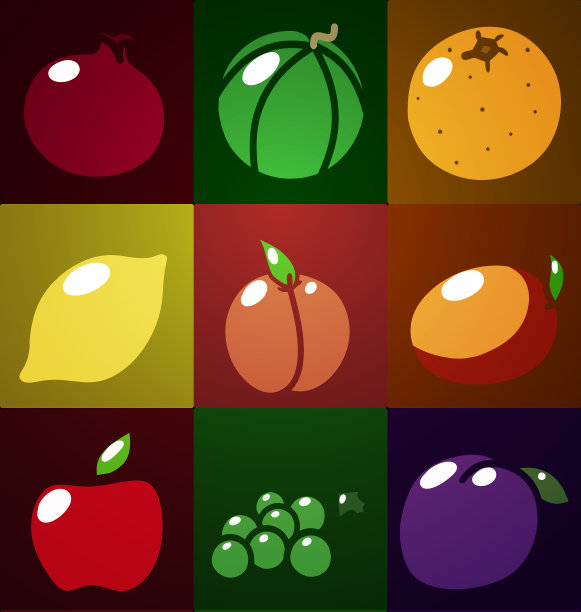 设置简单不同的卡通水果图标图片下载