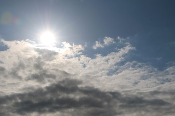 美丽的照片，太阳在蓝天与云彩图片下载