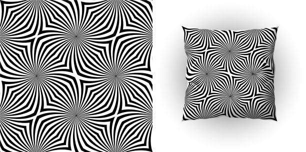 图案设计与枕头黑色线条图片下载