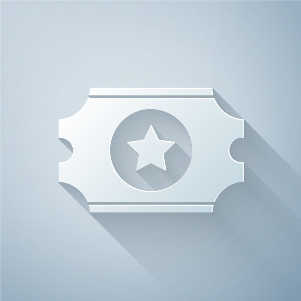 剪纸电影票图标孤立在灰色图片下载