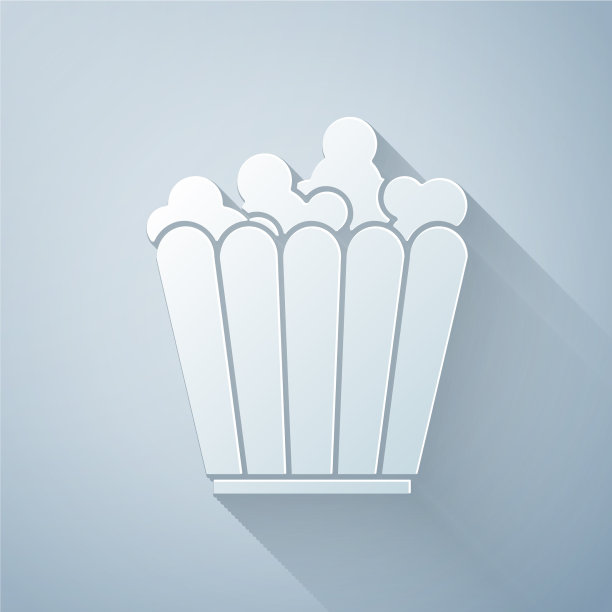 纸切爆米花在纸盒图标孤立图片下载