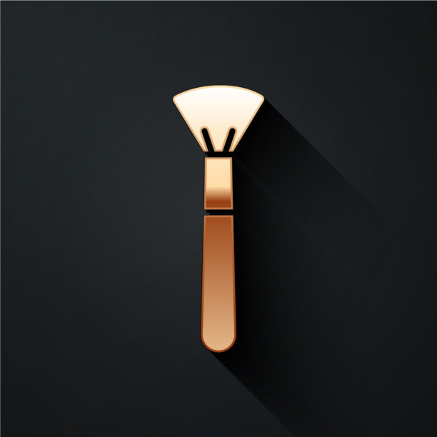 金色化妆刷图标孤立在黑色图片下载