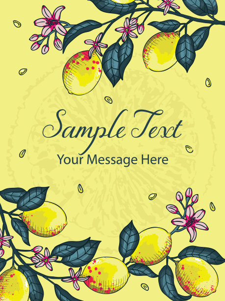 夏季柠檬植物矢量卡背景图片下载