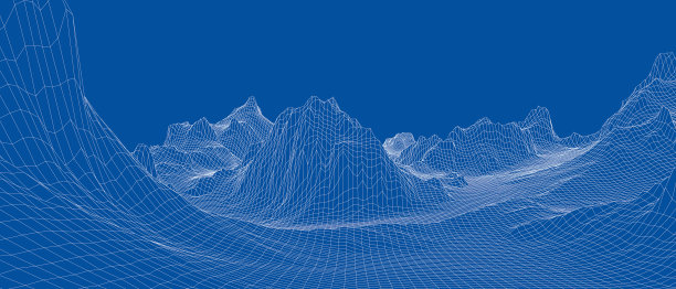 抽象三维线框景观蓝图风格图片下载