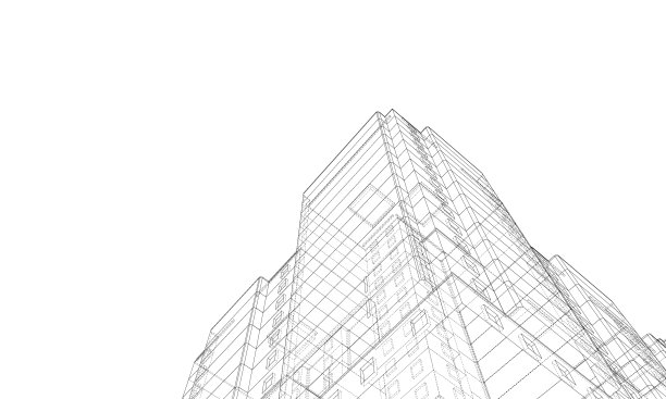 多层建筑的线框模型图片下载