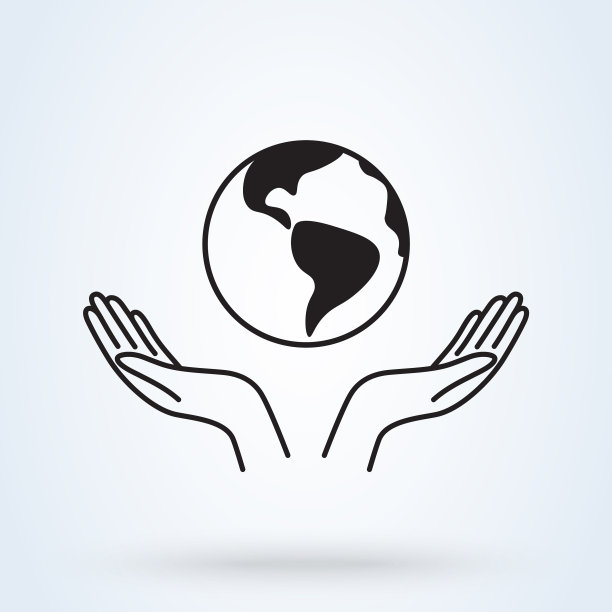 两只手握着地球图标线图片下载
