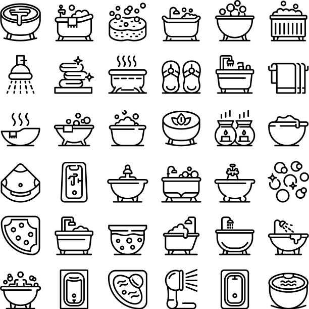 按摩浴缸图标设置轮廓样式图片下载