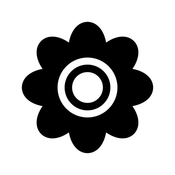 洋甘菊花扁黑色图标孤立图片下载
