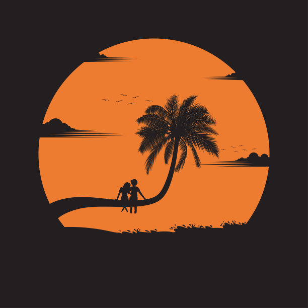 情侣在幸福的爱情在日落的海滩背景图片下载