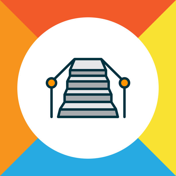 楼梯图标彩色线条象征优质图片下载