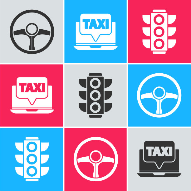 设置方向盘，笔记本电脑，叫出租车服务图片下载