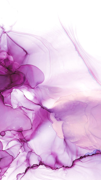 美丽的豪华抽象流体艺术在酒精墨水技术，混合软粉色和紫色油漆。仿大理石石材切割。温柔而梦幻的设计。图片下载