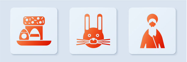 设置复活节兔子和复活节蛋糕、鸡蛋和耶稣图片下载