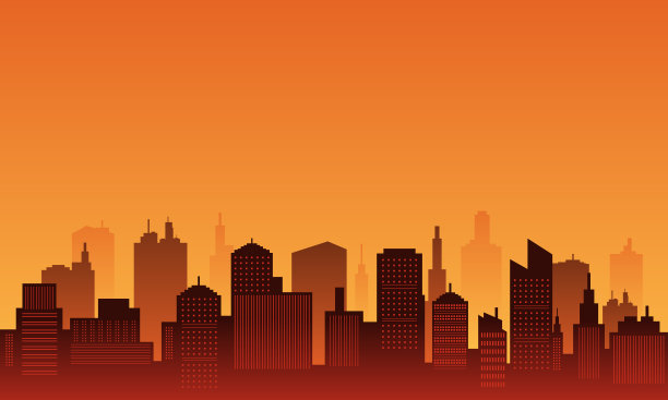 背景城市与日落在市中心图片下载