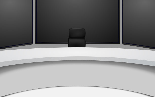 新闻工作室白色桌子和液晶显示屏背景图片下载