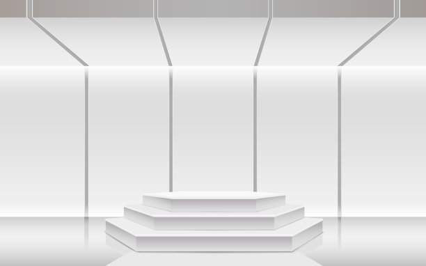 白色演播室里的白色讲台图片下载