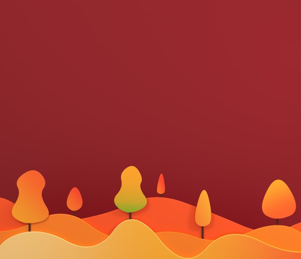 秋天的红色背景与五颜六色的纸树，设计销售横幅，海报，感恩节，贺卡，剪纸艺术风格。三维渲染图片下载