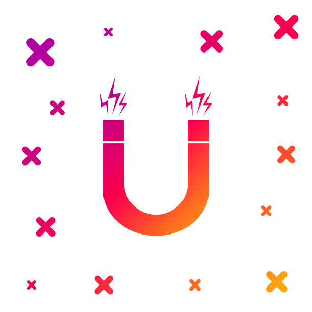 彩色磁铁图标孤立在白色背景图片下载