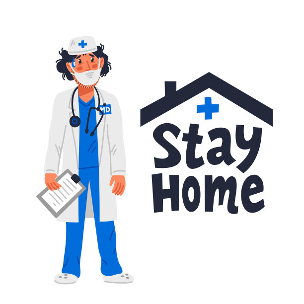 呆在家里，疲惫的医生穿着病号服图片下载